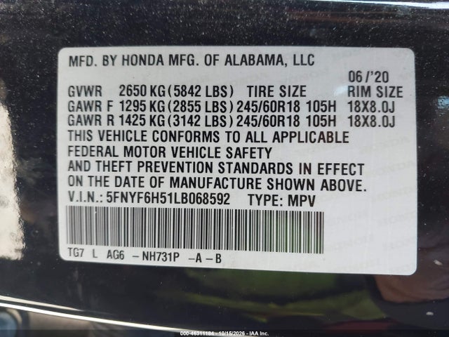 2020 HONDA PILOT AWD EX-L 9