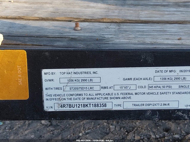 2019 TOP HAT INDUSTRIES INC UTILITY 9