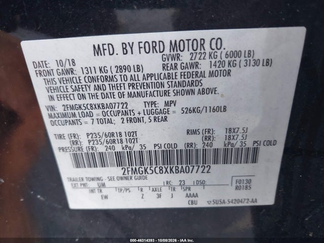 2019 FORD FLEX SEL 9