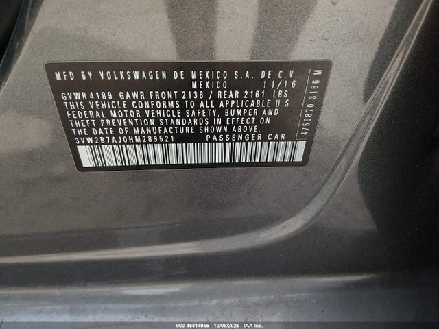 2017 VOLKSWAGEN JETTA 1.4T S 9