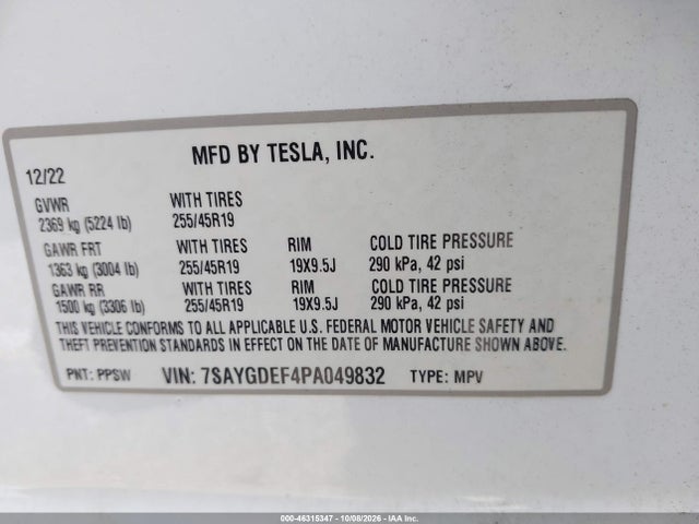 2023 TESLA MODEL Y PERFORMANCE DUAL MOTOR ALL-WHEEL DRIVE 9