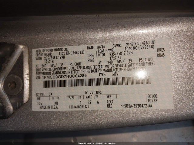 2017 FORD ESCAPE SE 9
