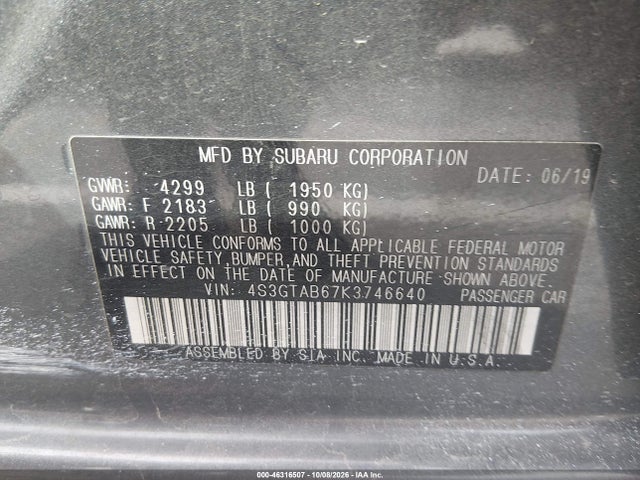 2019 SUBARU IMPREZA 2.0I 9