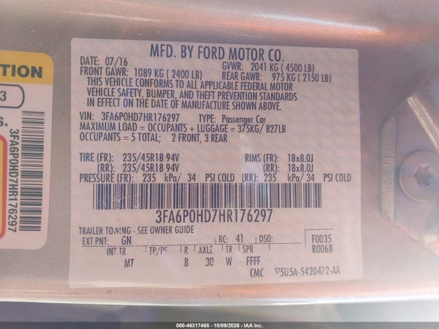 2017 FORD FUSION SE 9