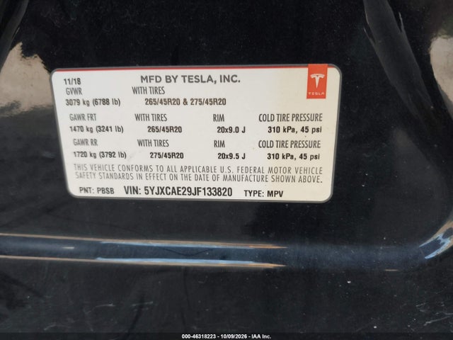 2018 TESLA MODEL X 100D/75D/P100D 9