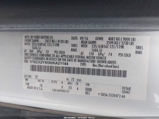 2017 FORD TRANSIT-350 XLT 9