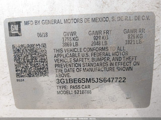 2018 CHEVROLET CRUZE LT AUTO 9