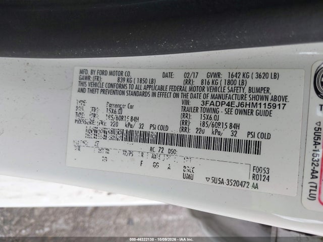 2017 FORD FIESTA SE 9