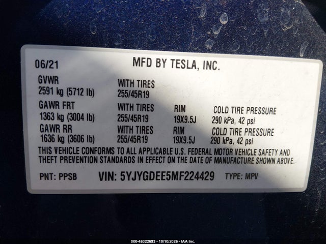 2021 TESLA MODEL Y LONG RANGE DUAL MOTOR ALL-WHEEL DRIVE 9