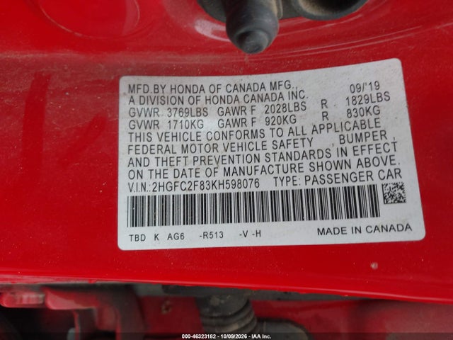 2019 HONDA CIVIC SPORT 9