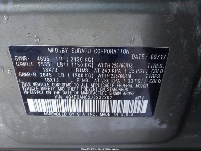 2018 SUBARU OUTBACK 2.5I LIMITED 9
