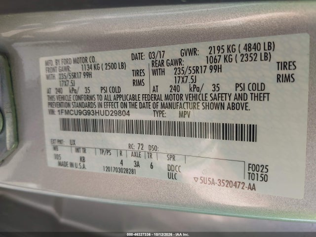 2017 FORD ESCAPE SE 9