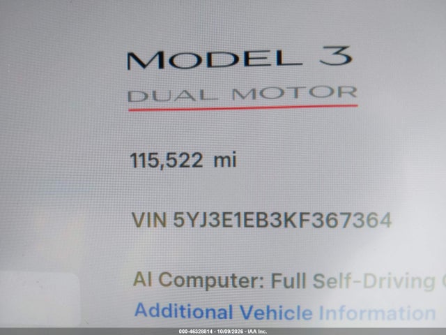 2019 TESLA MODEL 3 LONG RANGE/PERFORMANCE 15