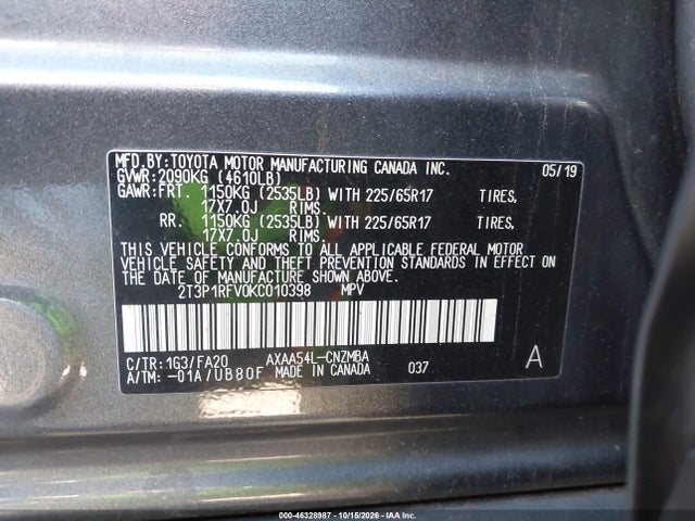 2019 TOYOTA RAV4 XLE 9