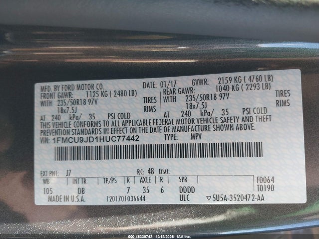 2017 FORD ESCAPE TITANIUM 9