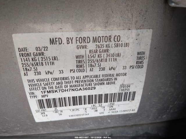 2022 FORD EXPLORER XLT 9