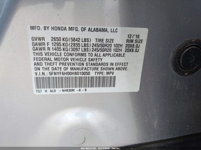 2017 HONDA PILOT ELITE 9