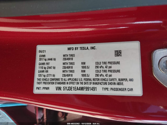 2021 TESLA MODEL 3 STANDARD RANGE PLUS REAR-WHEEL DRIVE 9