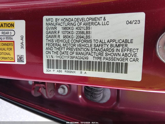 2023 HONDA ACCORD EX 9