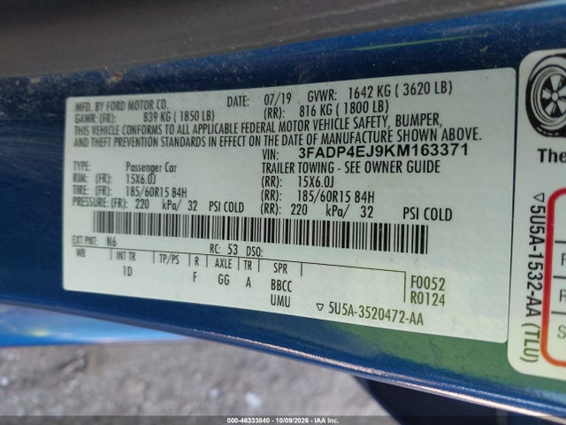 2019 FORD FIESTA SE 9