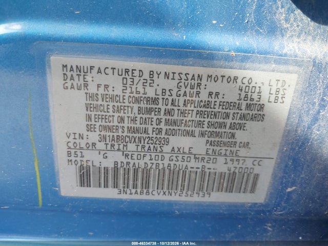 2022 NISSAN SENTRA SV XTRONIC CVT 9