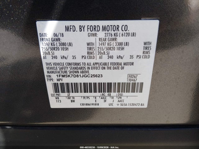 2018 FORD EXPLORER XLT 9