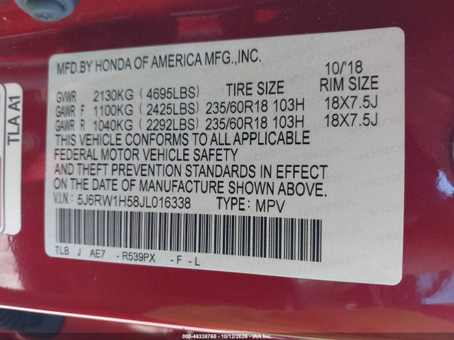 2018 HONDA CR-V EX 9