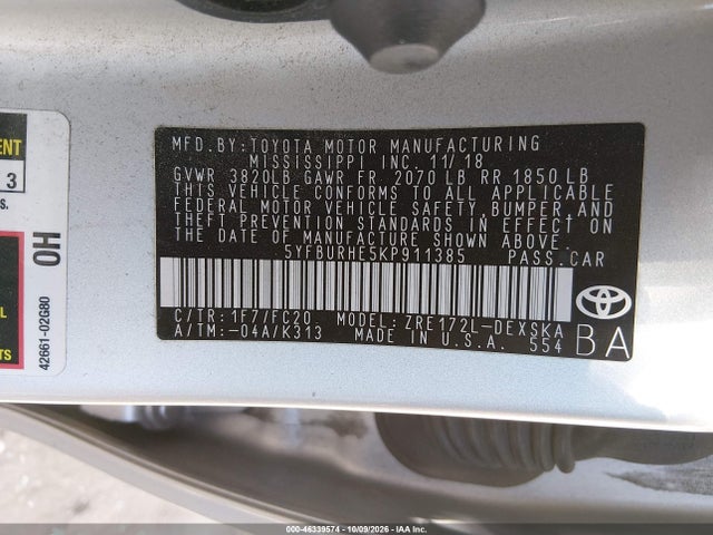 2019 TOYOTA COROLLA SE 9