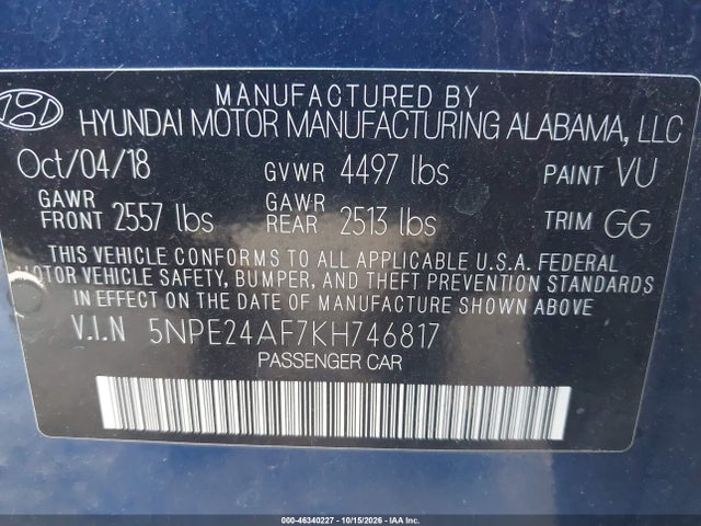 2019 HYUNDAI SONATA SE 9