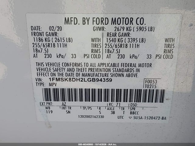 2020 FORD EXPLORER XLT 9