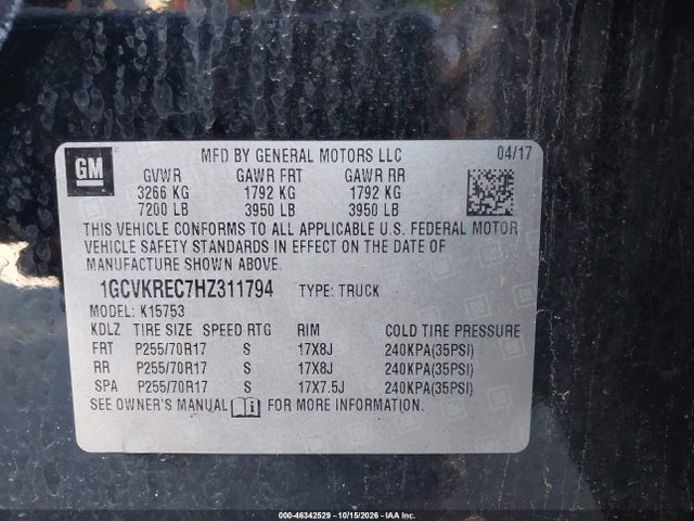 2017 CHEVROLET SILVERADO 1500 1LT 9