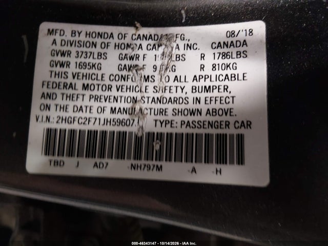 2018 HONDA CIVIC EX 9