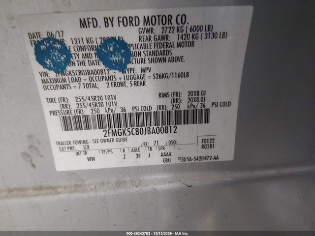 2018 FORD FLEX SEL 9
