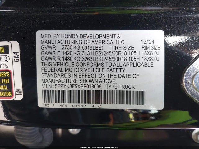 2025 HONDA RIDGELINE RTL 9