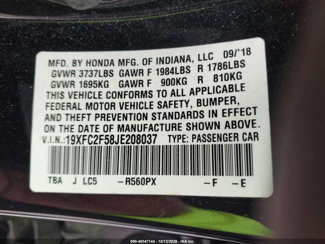 2018 HONDA CIVIC LX 9