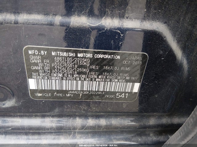 2019 MITSUBISHI OUTLANDER ES 9
