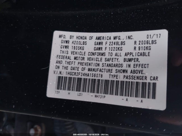 2017 HONDA ACCORD LX 9
