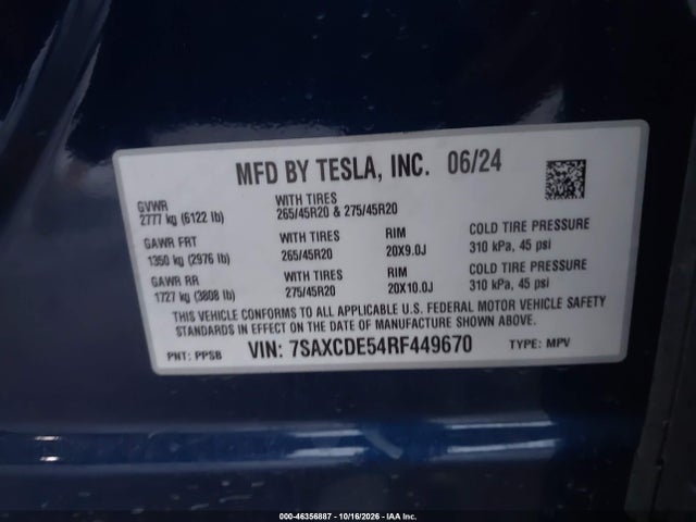 2024 TESLA MODEL X LONG RANGE 9
