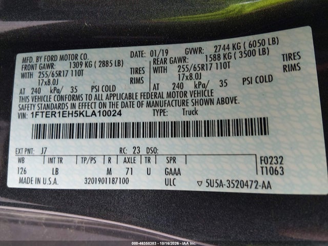 2019 FORD RANGER XLT 9