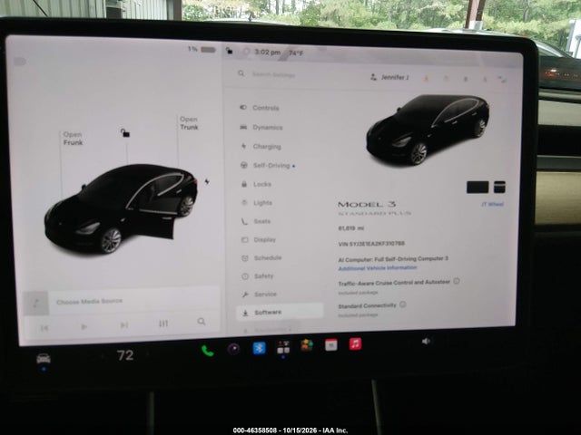 2019 TESLA MODEL 3 LONG RANGE/MID RANGE/STANDARD RANGE/STANDARD RANGE PLUS 15