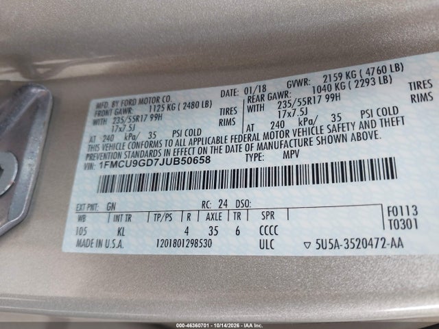 2018 FORD ESCAPE SE 9