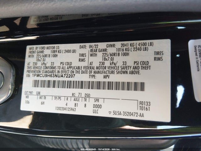 2022 FORD ESCAPE SEL 9