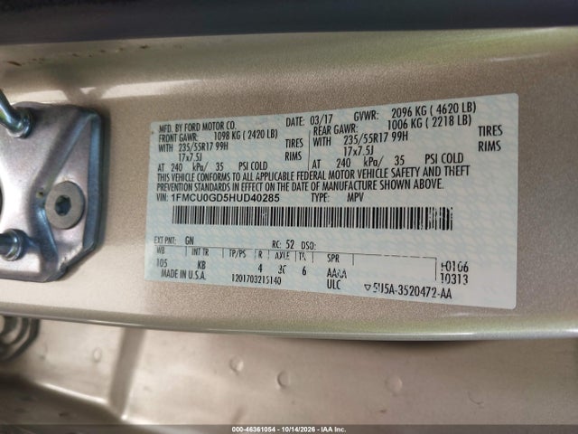 2017 FORD ESCAPE SE 9