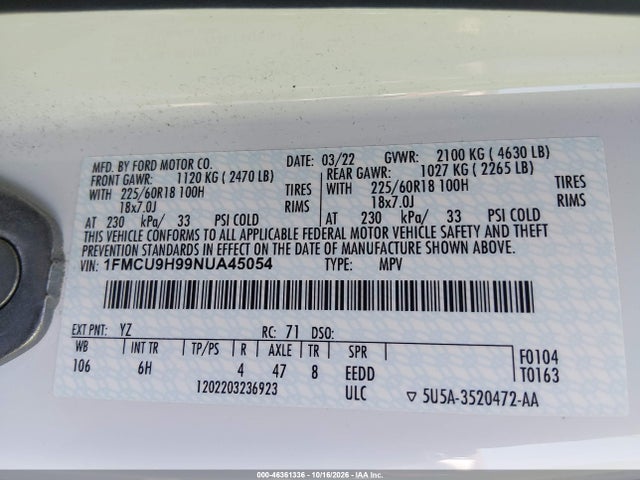 2022 FORD ESCAPE SEL 9