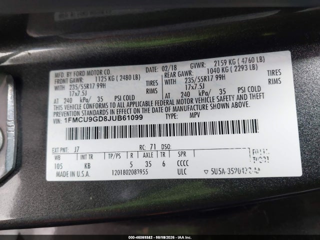 2018 FORD ESCAPE SE 9