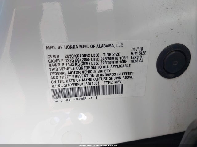 2018 HONDA PILOT EX 9