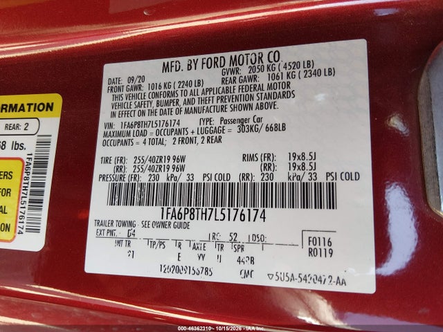 2020 FORD MUSTANG ECOBOOST FASTBACK 9