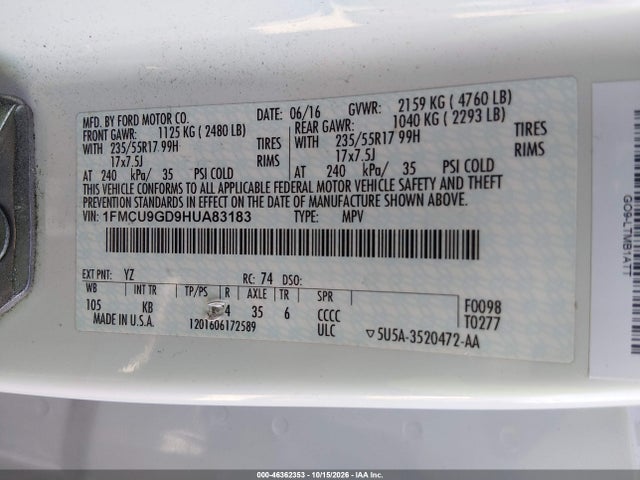 2017 FORD ESCAPE SE 9