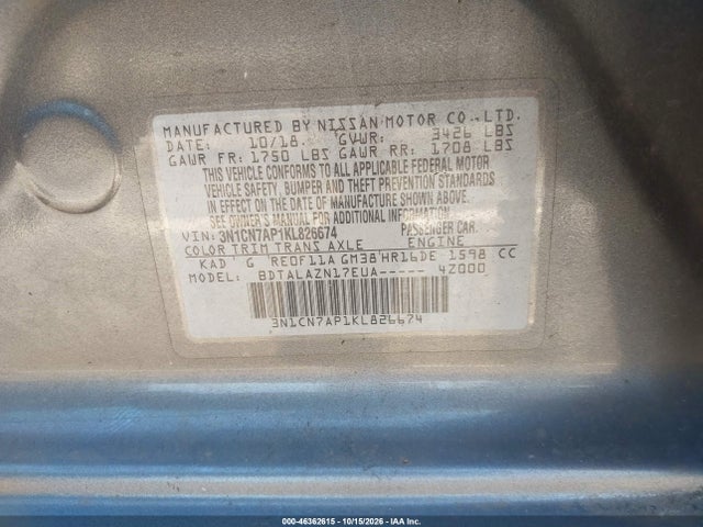 2019 NISSAN VERSA 1.6 S+ 9