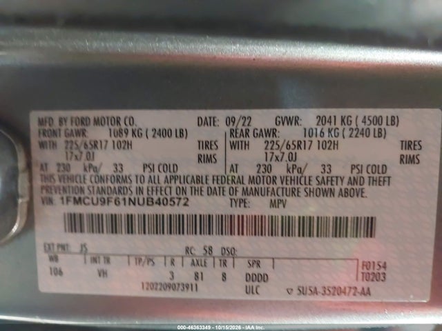 2022 FORD ESCAPE S 9